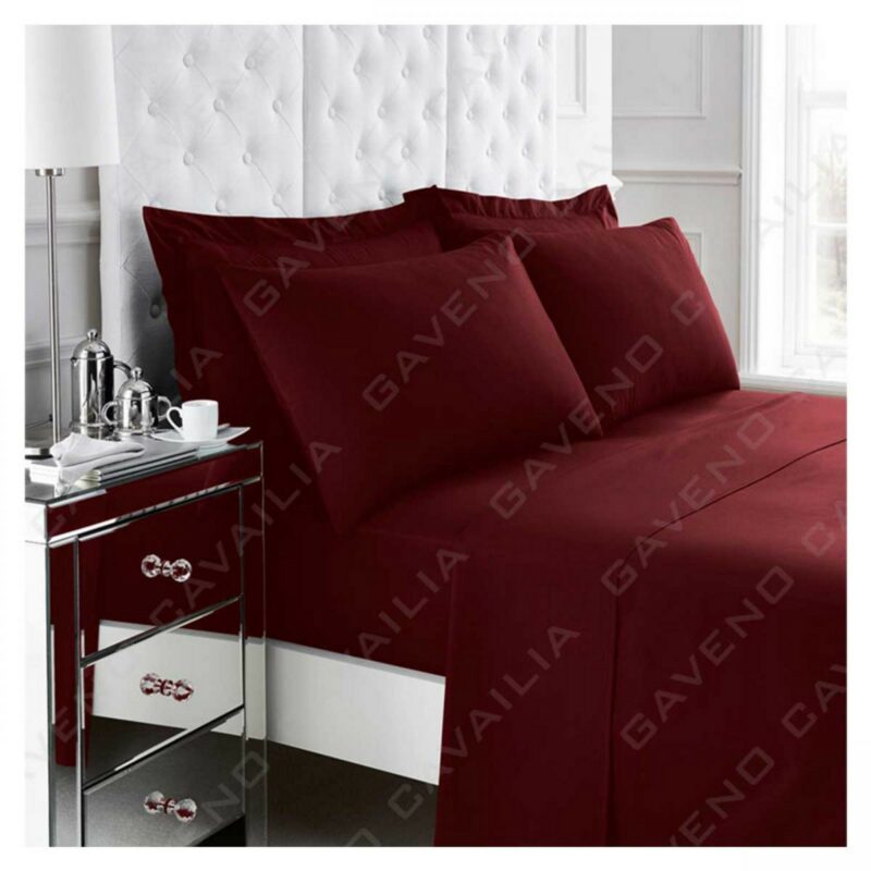 11020981 percale flat sheet double burgundy 1 2