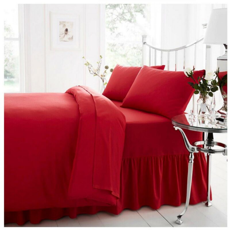 11021254 percale valance sheet single red 1 2