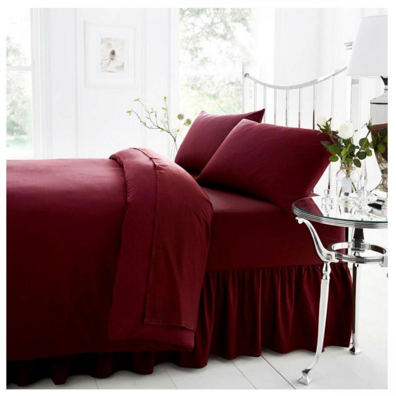 11021407 percale valance sheet double burgundy 1 2