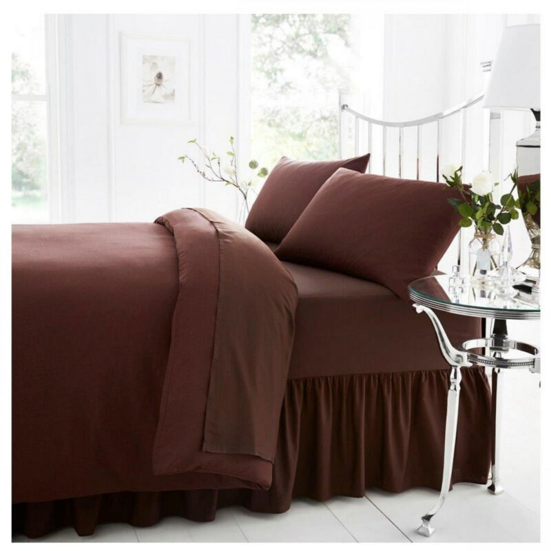 11021438 percale valance sheet double choco 1 2