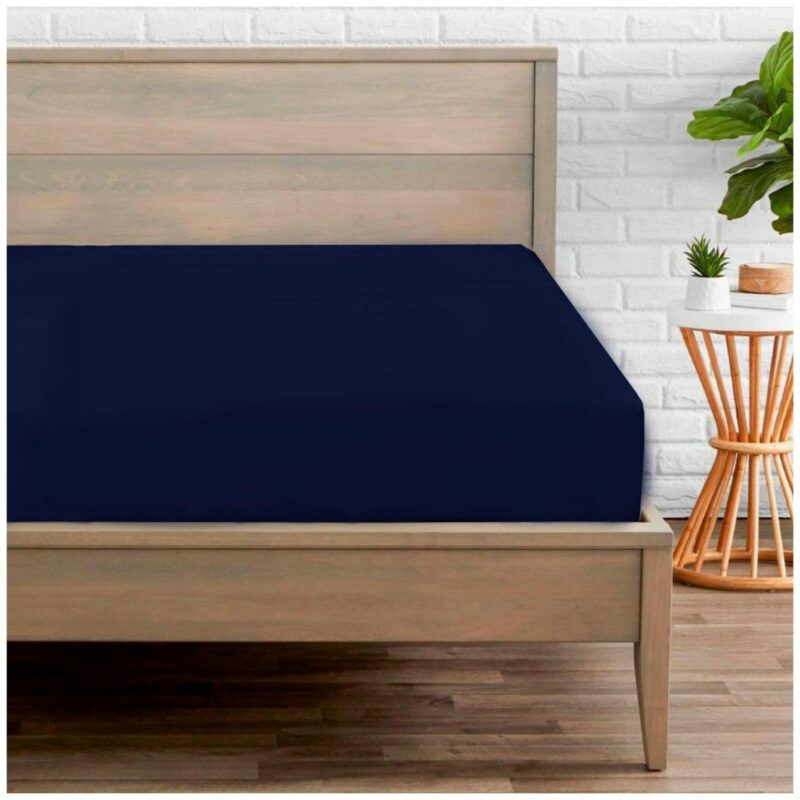 11032601 percale fitted sheet super king navy 1 2
