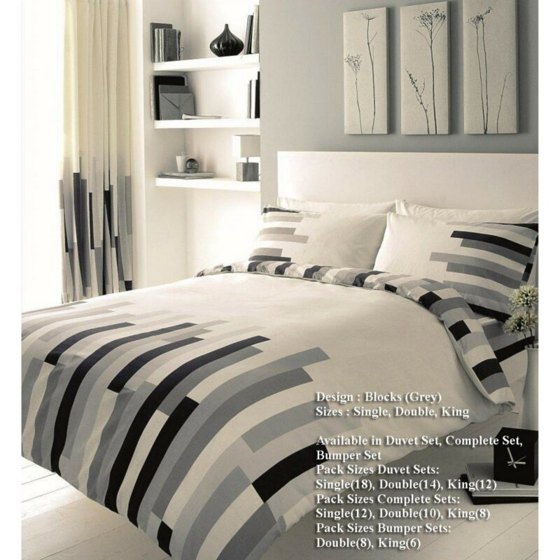 11054474 printed duvet set single blocks cream grey black 1 1