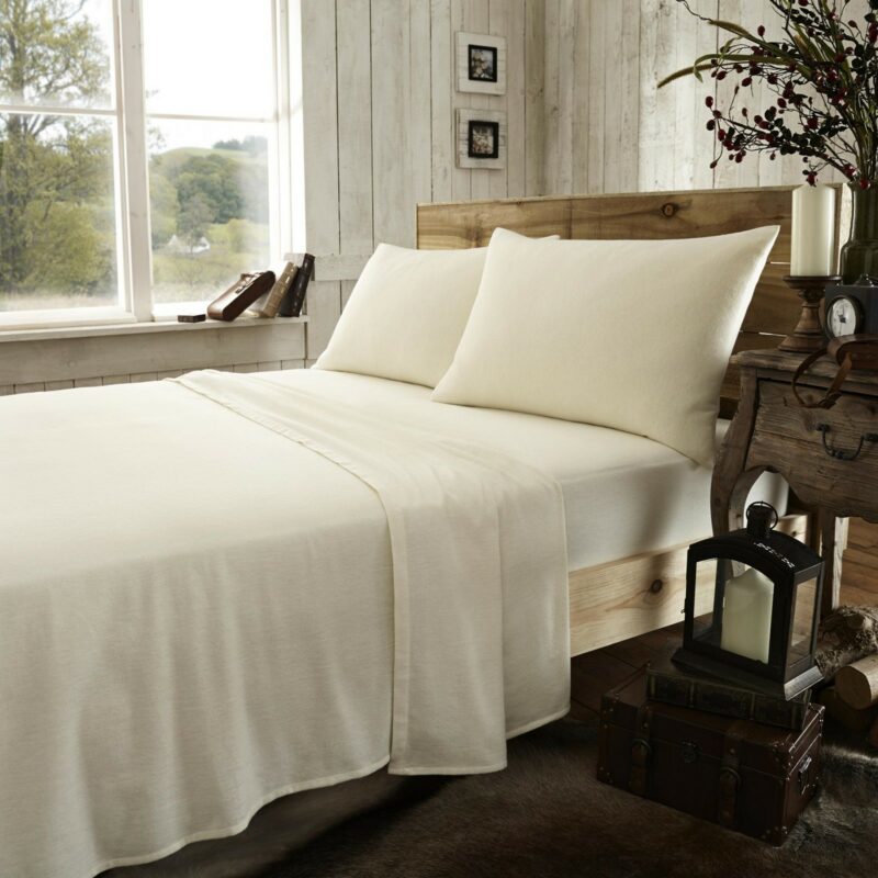 11065180 flannel plain sheet set single cream 1 2