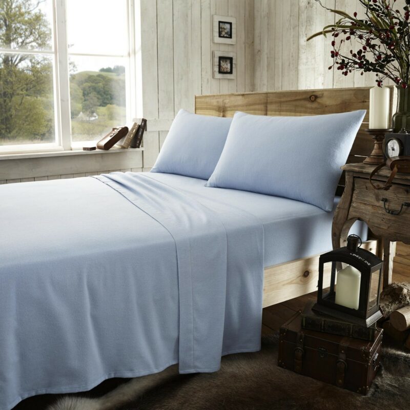 11065227 flannel plain sheet set single blue 1 2