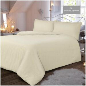 11065364 flannel plain duvet set single cream 1 2