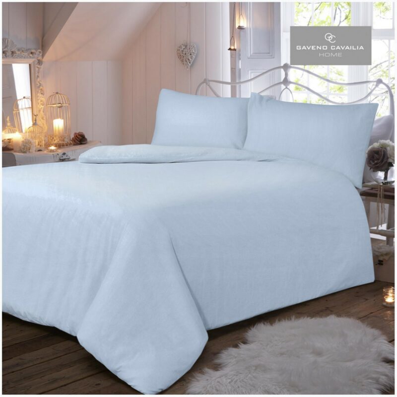 11065401 flannel plain duvet set single blue 1 2