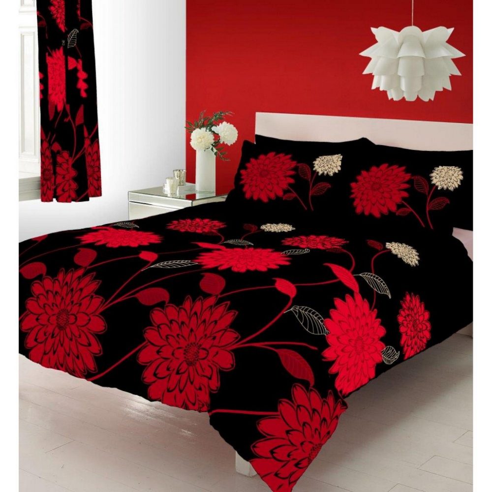 11074090 printed duvet set double sophia black red 1 2