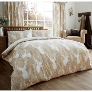 11105459 printed duvet set stags single beige 1 1