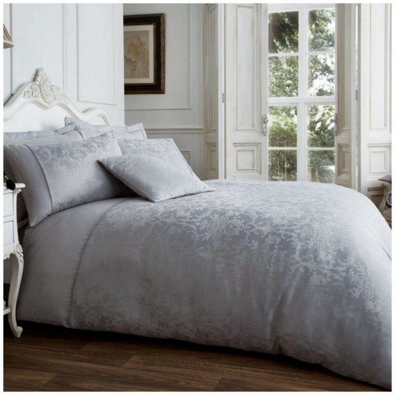 11111108 vincenza jacquard duvet set single silver 1 1