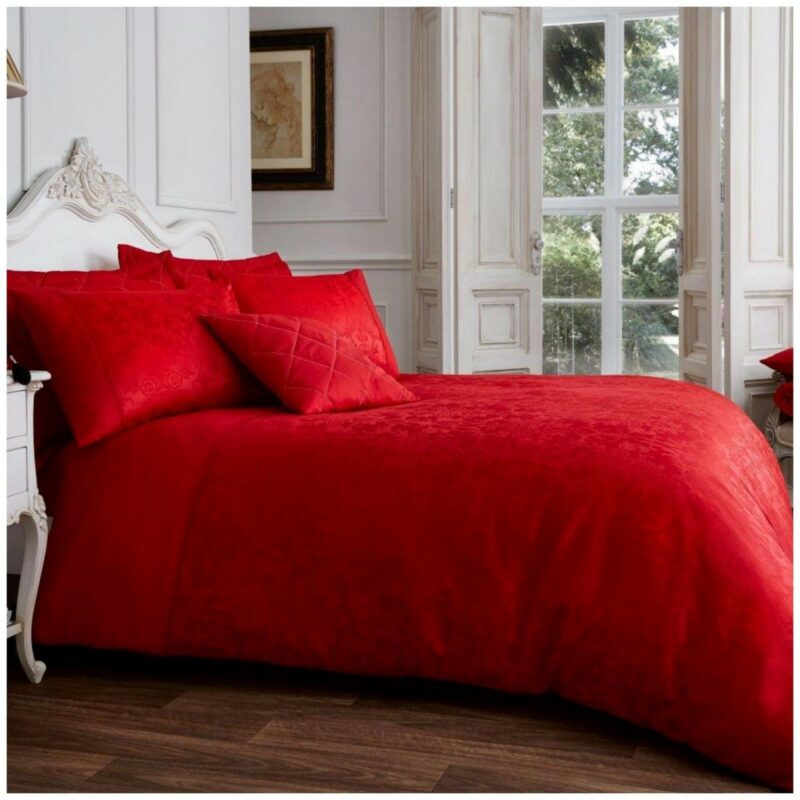 11111122 vincenza jacquard duvet set single red 1 1