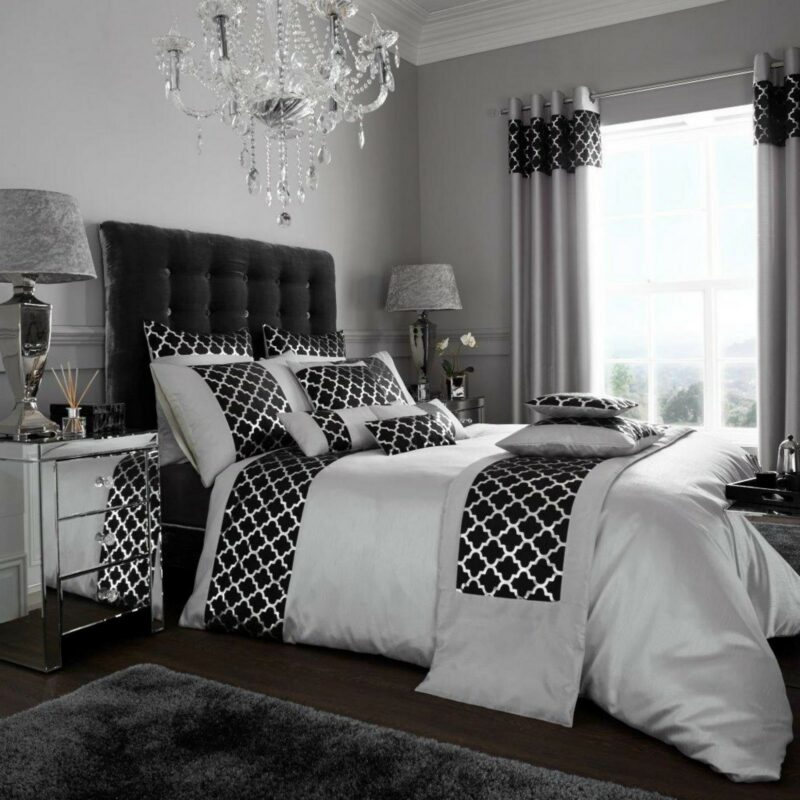 11123255 shiny duvet single silver black 1 1