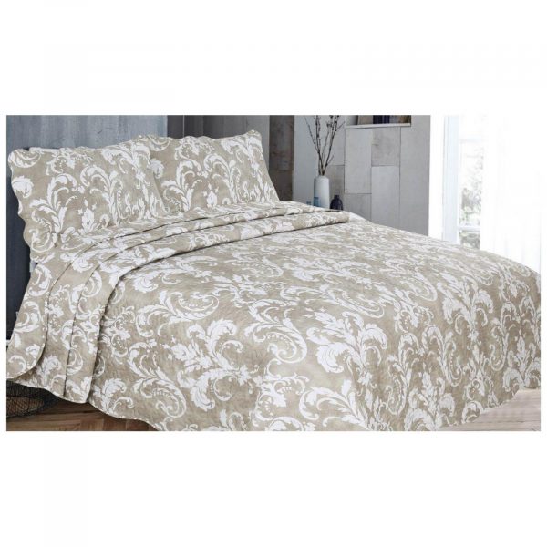11130390 3pc printed bed spread enigma double natural 1 2