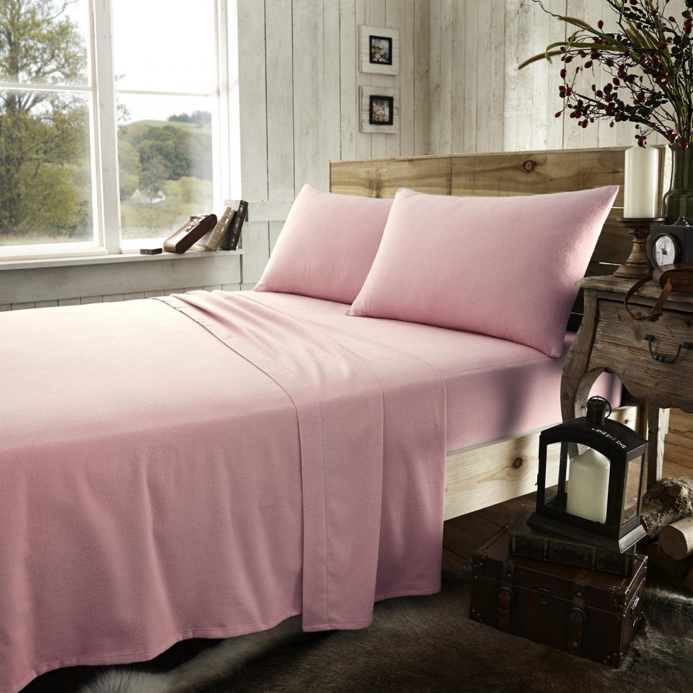 11133728 flannel plain flat sheet double pink new 1 2