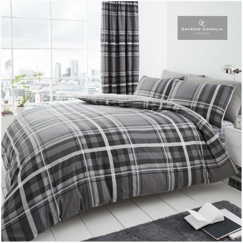 11134688 printed duvet set newton check single grey 1 1