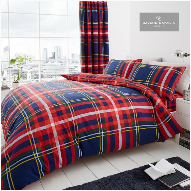 11134756 printed duvet set newton check single navy 1 1