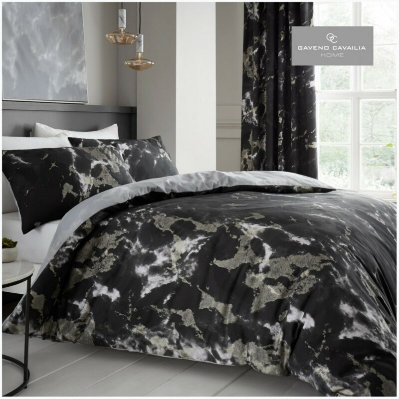 11150725 printed duvet set marble single black 1 1