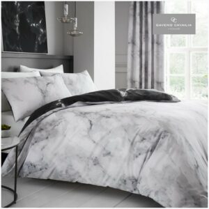 11150848 printed duvet set marble single white 1 1