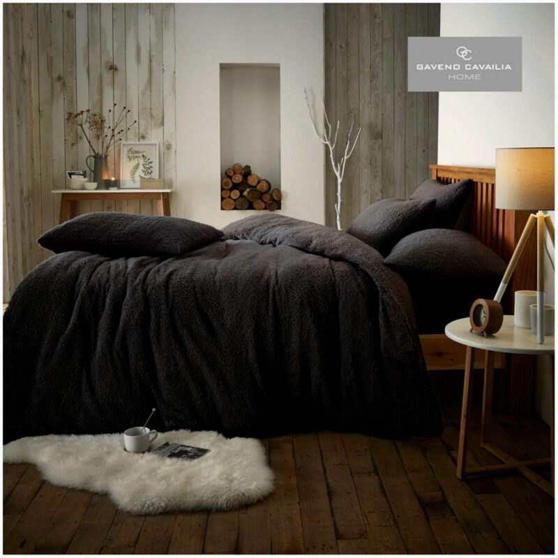 11159001 teddy plain duvet set single black 1 1