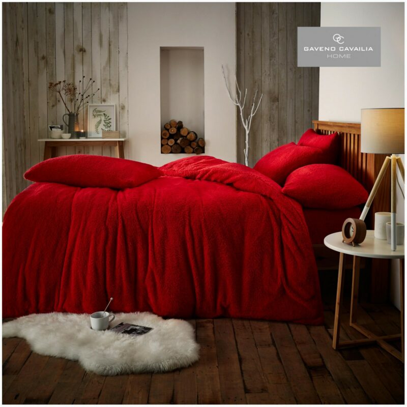 11159049 teddy plain duvet set single red 1 1