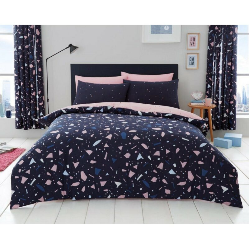 11159520 printed duvet set terrazzo double navy 1 1