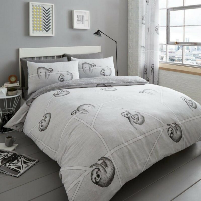 11165002 printed duvet set sloth single grey 1 1