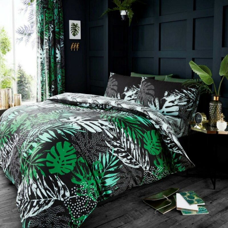 11165231 printed duvet set dark tropical king green 1 1