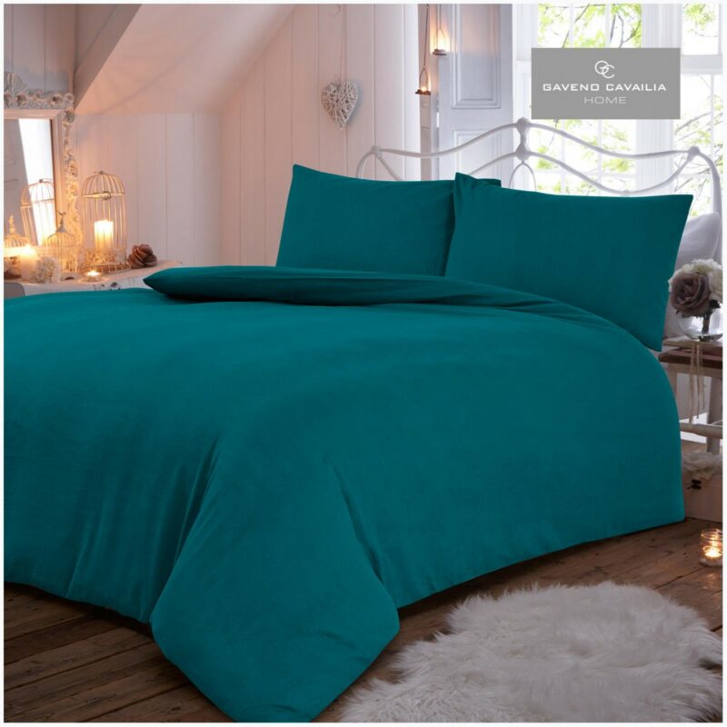 11169628 flannel plain duvet set double teal 1 2