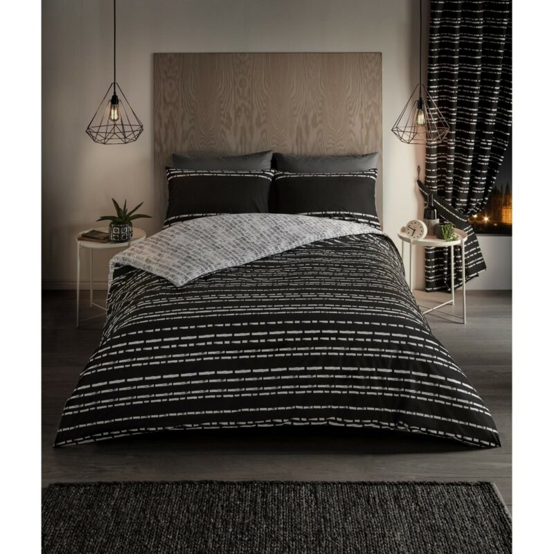 11357025 printed duvet set seb stripe single black 1 1