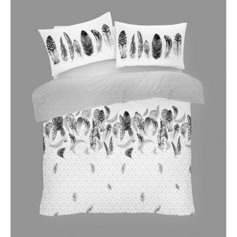 11357841 printed duvet set feathers single white 1 1