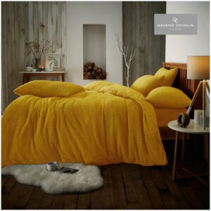11358626 teddy plain duvet set single ochre 1 1