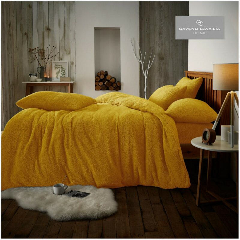 11358626 teddy plain duvet set single ochre 1 1