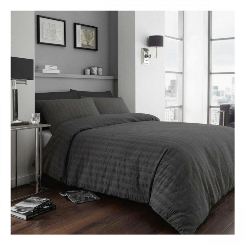 11361206 gc home duvet set seer sucker single charcoal 1 2