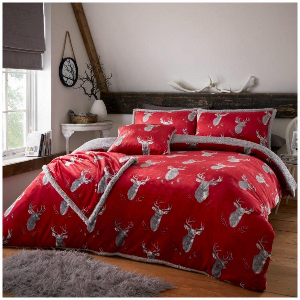 11366232 teddy murray stag duvet set double red 1 1