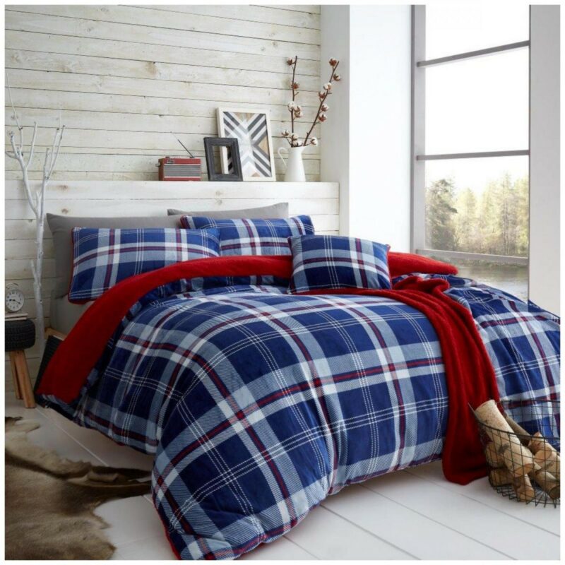 11366461 teddy duvet set lincoln check single navy red 1 1