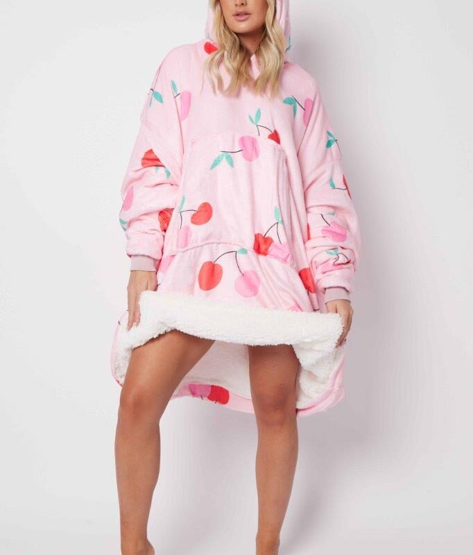 Printed Adult Hoodie - Cherries Hoodie Pink