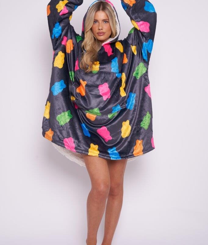 Printed Adult Hoodie - Jelly Bear Charcoal