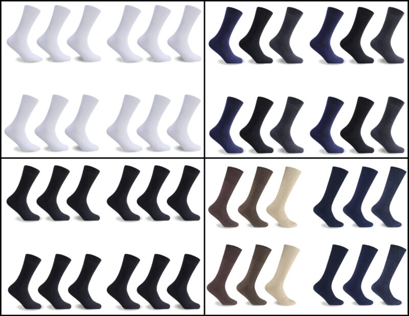 12pack Mens 100% Cotton Socks