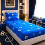 Kids Football Print Bed Sheet Set - Blue