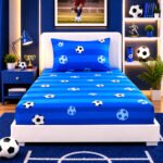 Kids Football Print Bed Sheet Set - Blue