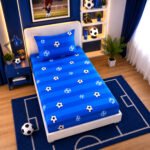 Kids Football Print Bed Sheet Set - Blue