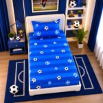 Kids Football Print Bed Sheet Set - Blue