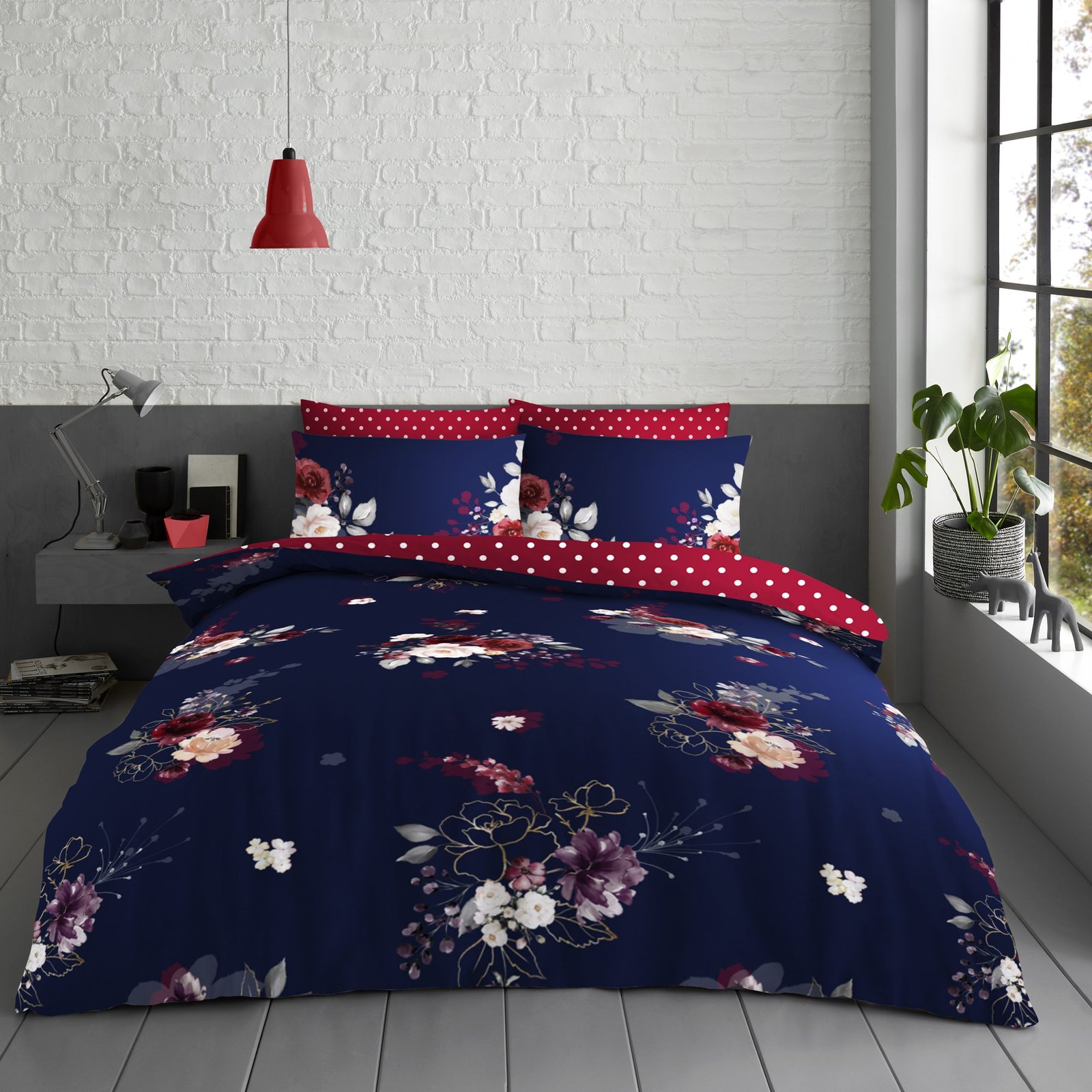 Eden-Navy-Photoshoot-Room2-scaled-1.jpg Eden Navy Printed Duvet Set - Image 1