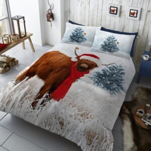 Xmas Winter Highland Cow Duvet Cover