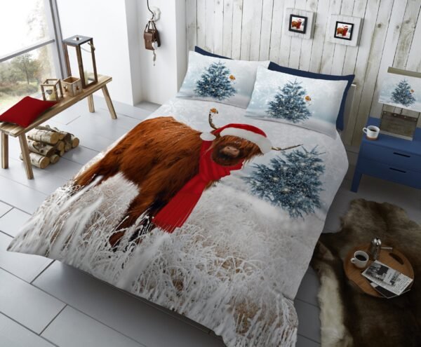 Xmas Winter Highland Cow Duvet Cover