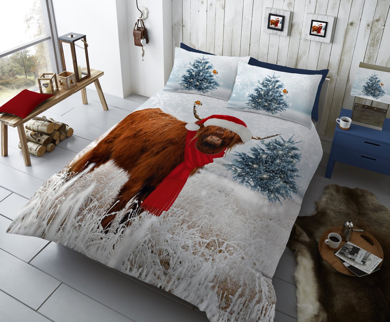 Winter-Highland-Cow-V2-2024-scaled-1.jpeg Xmas Winter Highland Cow Duvet Cover