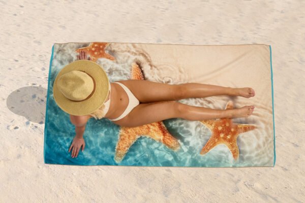 Starfish Printed Beach Towel - Image 4