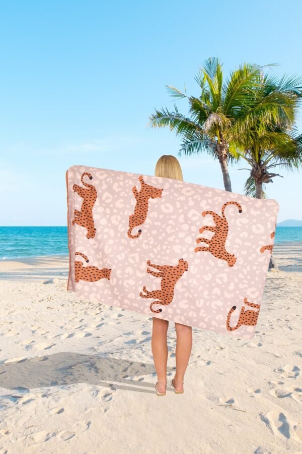 Brown Leopard Printed Beach Towel - Image 2