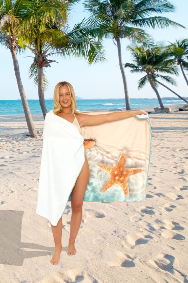Starfish Printed Beach Towel - Image 3