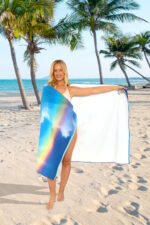 Luxury Dolphin Jumping Printed Beach Towel - Blue - Image 3