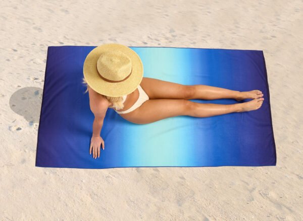 Ombre Blue Printed Beach Towel - Image 4